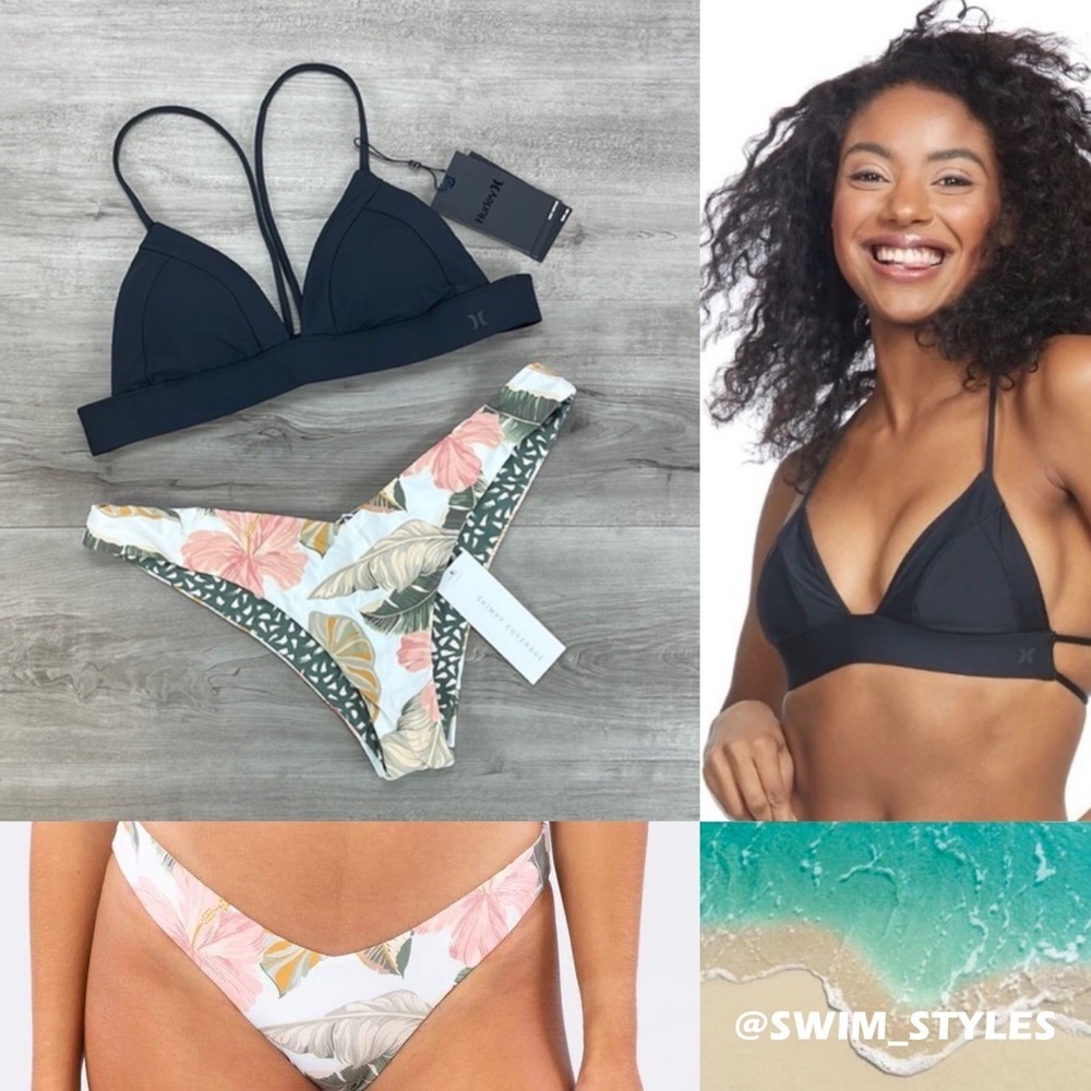 ☀️HURLEY☀️ QUICK DRY BRALETTE SURF TOP TROPIC COAST SKIMPY Reversible bikini